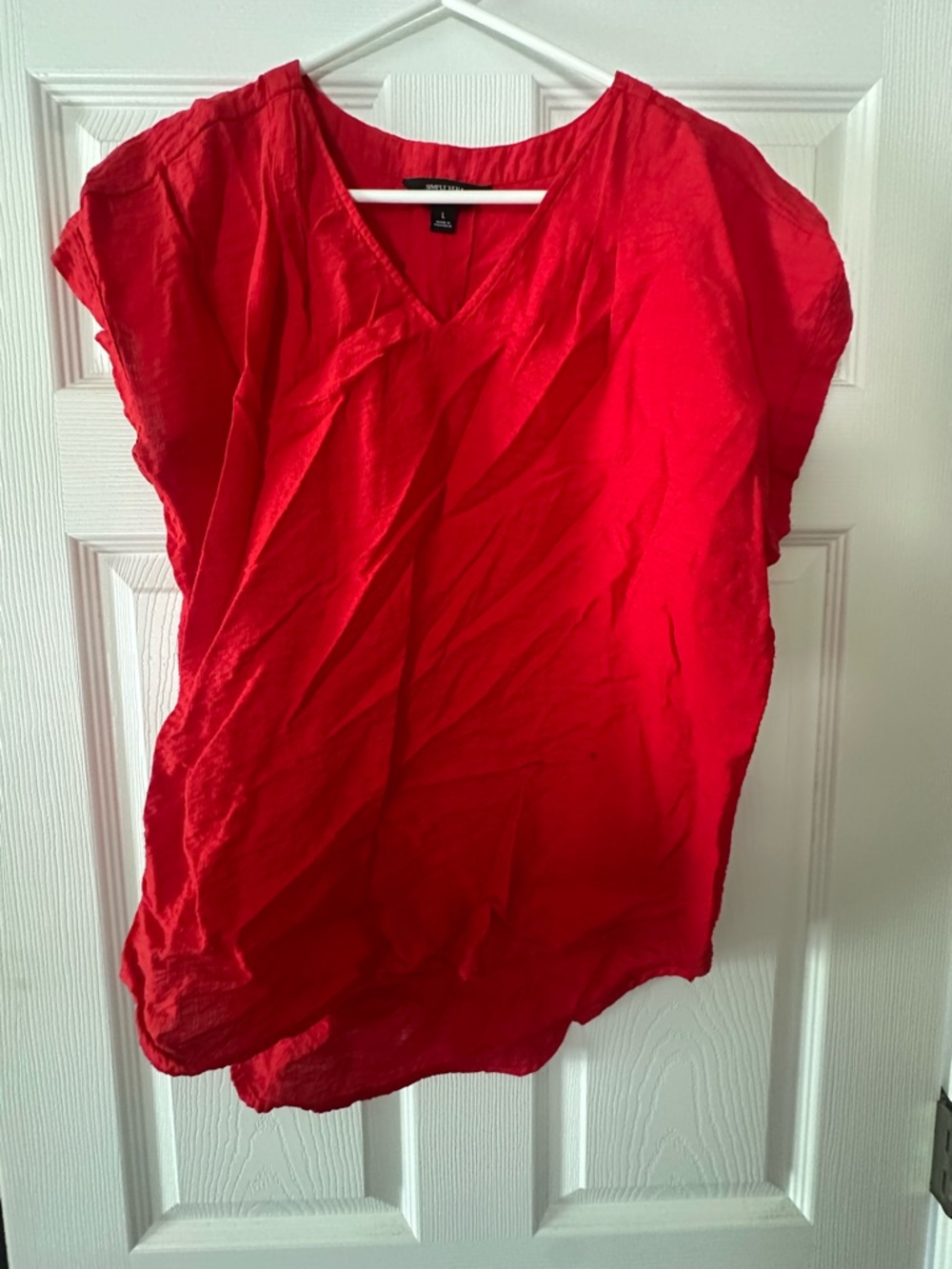 Simply Vera Vera Wang Red V-Neck Short Sleeve Blouse